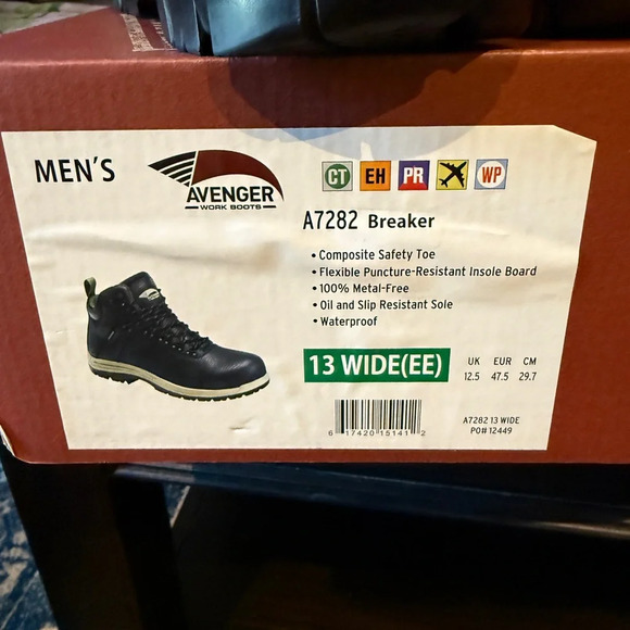 Avenger Work Boots Mens Breaker Composite Toe 6" Lace Up Leather 7282 - Picture 5 of 7